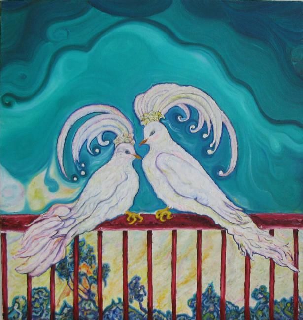 Pittura intitolato "golubovi" da Sonja Krivokapic, Opera d'arte originale