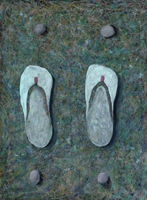 Painting titled "Flip Flops 9" by Sonja Wagner, Original Artwork, Other