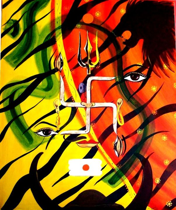 Painting titled "shakti roop" by Sonu Hatwal, Original Artwork