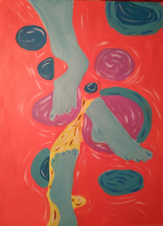 Картина под названием "Feet in orange.jpg" - Sonya Kalmykova, Подлинное произведение искусства, Акрил