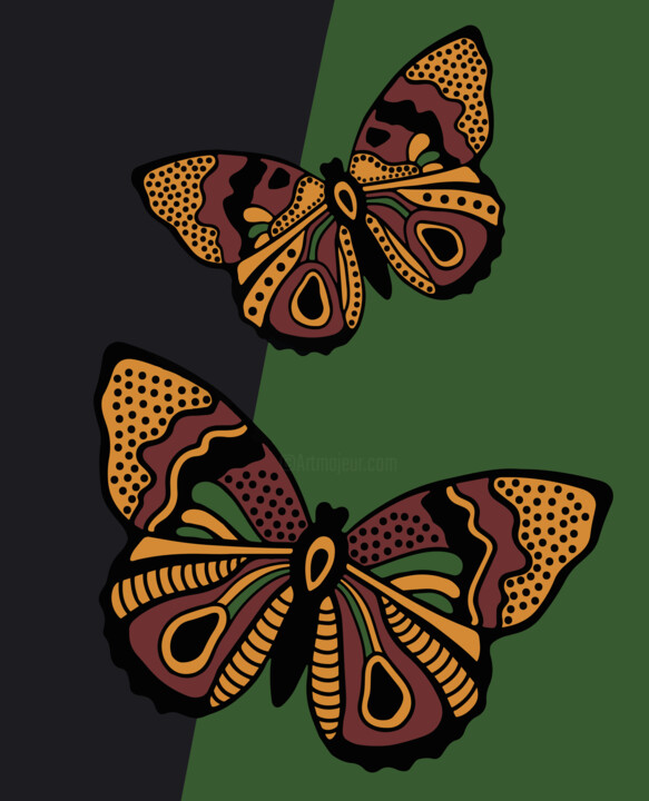 Цифровое искусство под названием "Autumn Butterflies" - Sonya Kulynyak, Подлинное произведение искусства