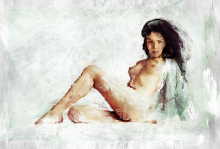 Pintura titulada "LOOK AT ME (nude ar…" por Soontou Baarn, Obra de arte original, Pintura Digital Montado en Bastidor de cam…