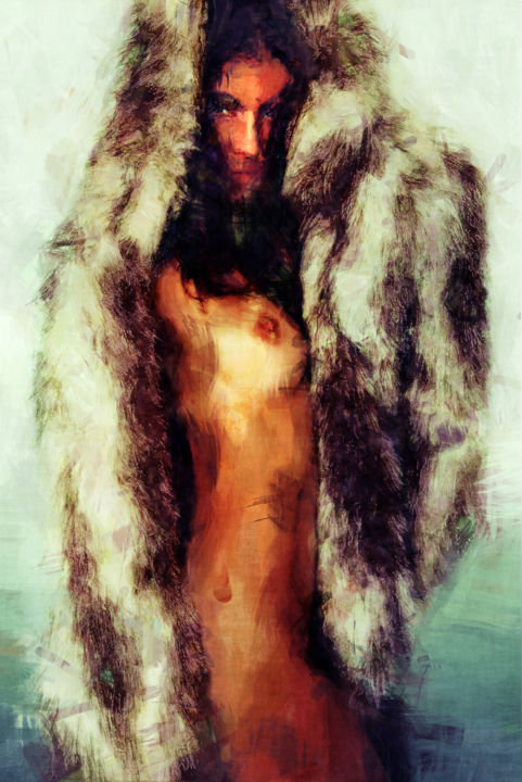 Malerei mit dem Titel "FOURRURE (nude erot…" von Soontou Baarn, Original-Kunstwerk, Digitale Malerei