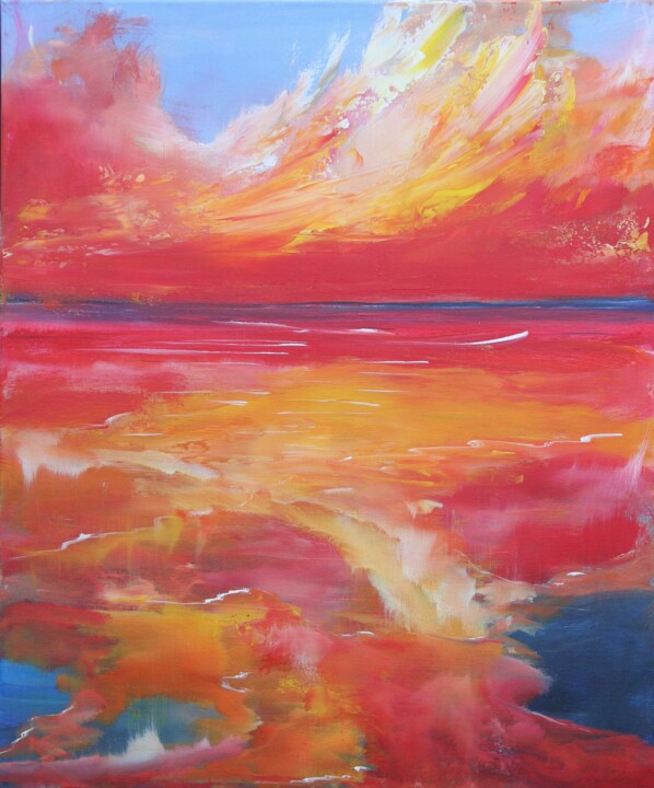 Pintura titulada "The sky is blushing" por Sophia Kühn, Obra de arte original, Acrílico