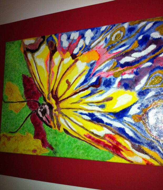 Peinture intitulée "Miss butterfly" par Sophia So, Œuvre d'art originale, Acrylique