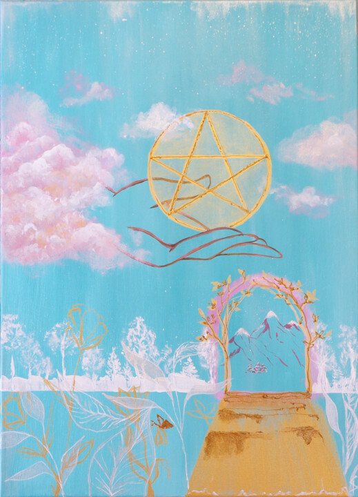 Painting titled "Ace Of Pentacles Ta…" by Sophia Landau, Original Artwork, Acrylic