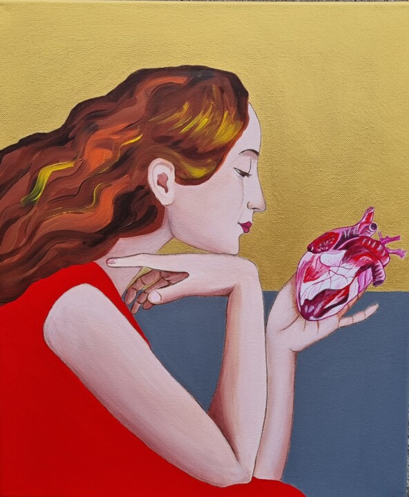 Peinture intitulée "Je parle à mon cœur" par Sophie Ackermann, Œuvre d'art originale, Acrylique