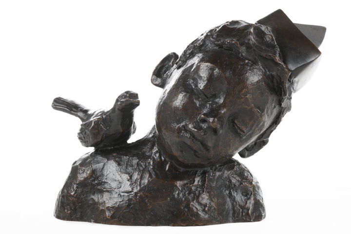 Sculptuur getiteld "La petite voix / Th…" door Sophie Barut, Origineel Kunstwerk, Bronzen