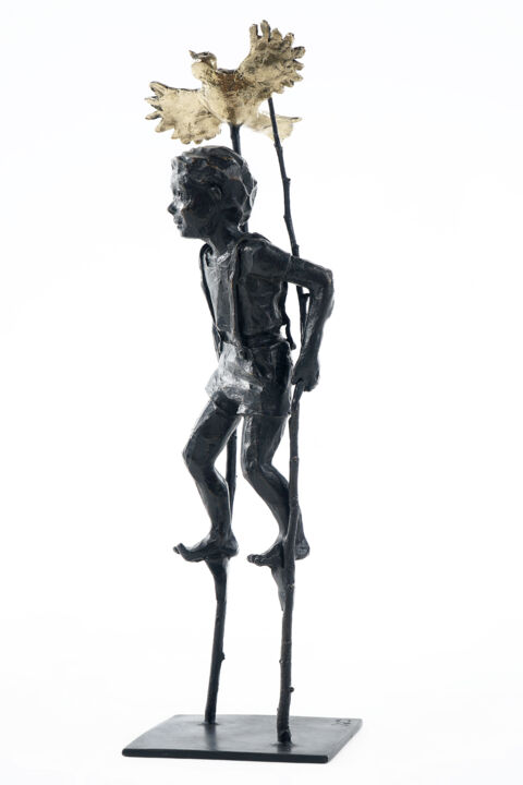 Скульптура под названием "L'écolier / The pup…" - Sophie Barut, Подлинное произведение искусства, Бронза