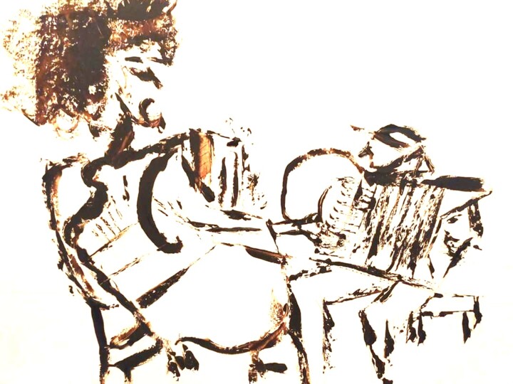 "Le cours d'accordéon" başlıklı Tablo Sophie Bazy tarafından, Orijinal sanat, Akrilik