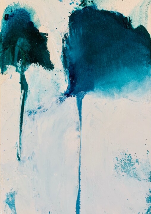 Ζωγραφική με τίτλο "Bleu turquoise F" από Sophie Benoist, Αυθεντικά έργα τέχνης, Λάδι