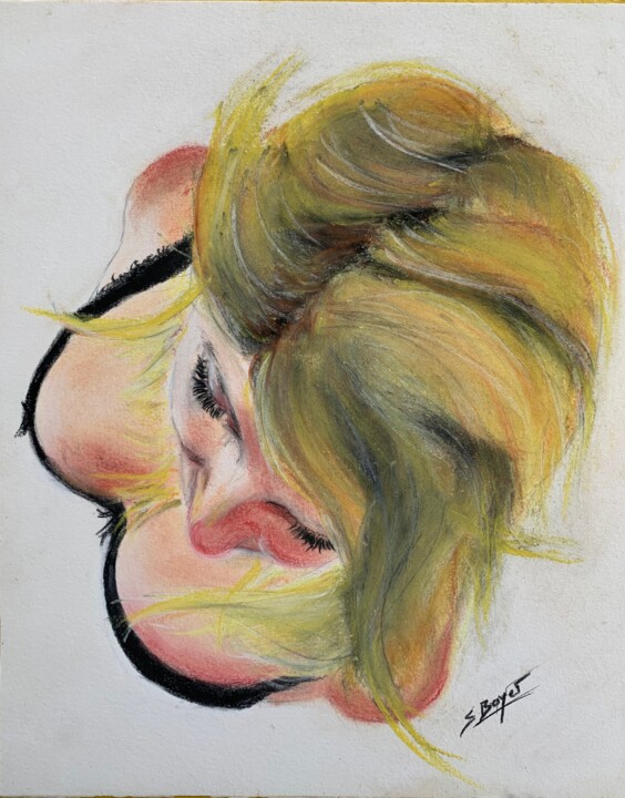 Drawing titled "Balconnet" by Sophie Boyer, Original Artwork, Pastel Mounted on Cardboard