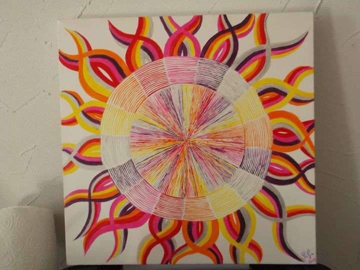 Painting titled "peinture-le-soleil.…" by Sofia, Original Artwork, Acrylic