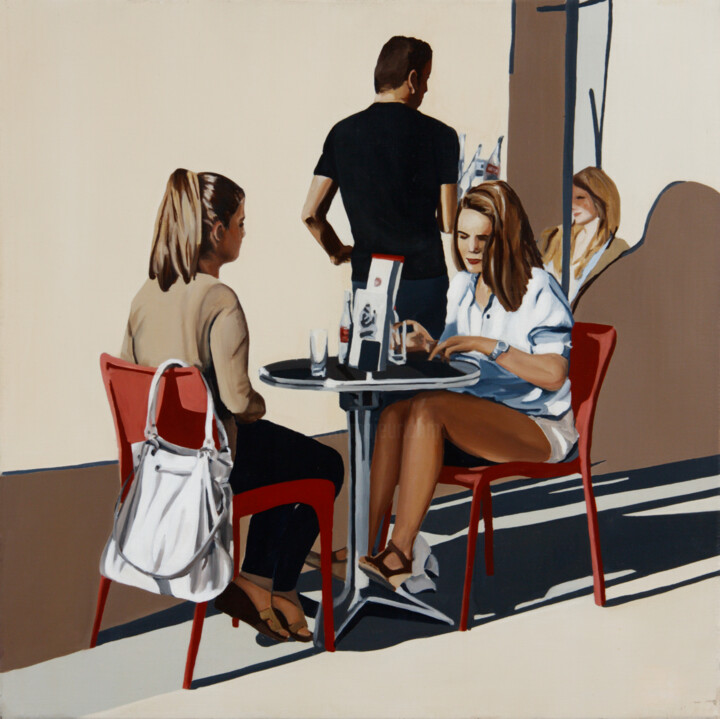 Pintura titulada "Terrasse au féminin" por Sophie Couturier, Obra de arte original, Oleo