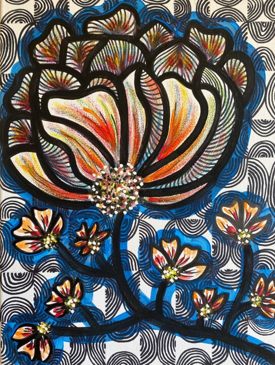 "Blossom" başlıklı Tablo Sophie Curutchet tarafından, Orijinal sanat, Akrilik Ahşap Sedye çerçevesi üzerine monte edilmiş