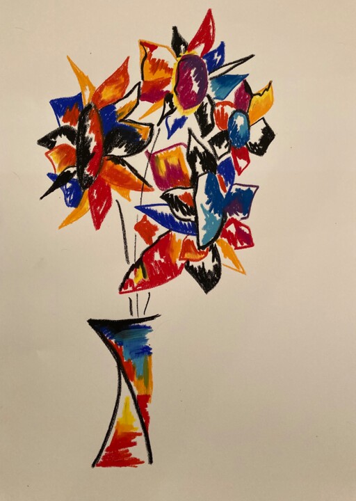 Dessin intitulée "TOURNEZ FLEURETTES" par Sophie Debrade, Œuvre d'art originale, Pastel