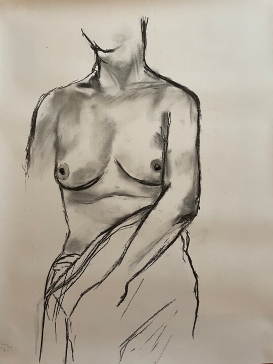 Dibujo titulada "Nu au fusain" por Sophie Debrade, Obra de arte original, Carbón