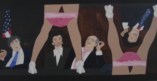 Painting titled "wall street culottes" by Sophie Dubau, Original Artwork, Oil