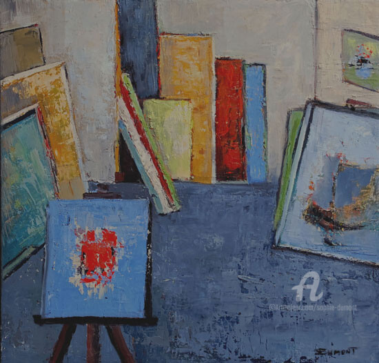 Peinture intitulée "atelier 3" par Sophie Dumont, Œuvre d'art originale, Huile