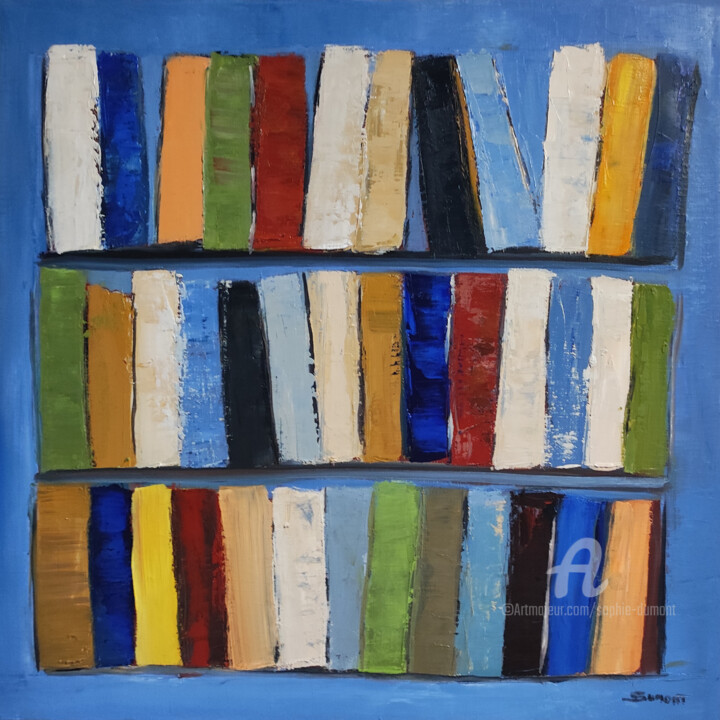Painting titled "ara library" by Sophie Dumont, Original Artwork, Oil