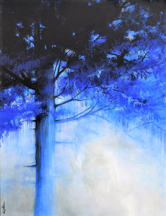 Pittura intitolato ""Terriblement Bleu"" da Sophie Duplain, Opera d'arte originale, Acrilico Montato su Telaio per barella i…