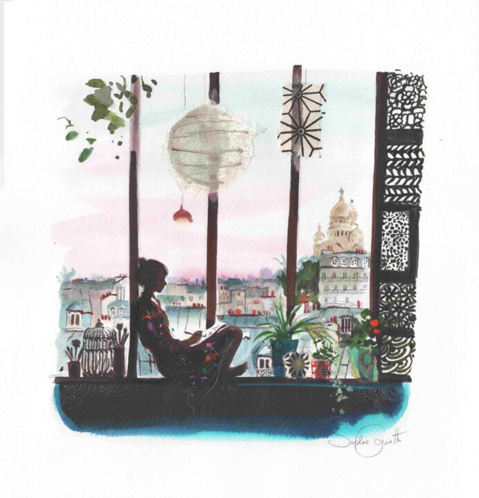 Peinture intitulée "Montmartre.jpg" par Sophie Griotto, Œuvre d'art originale, Encre