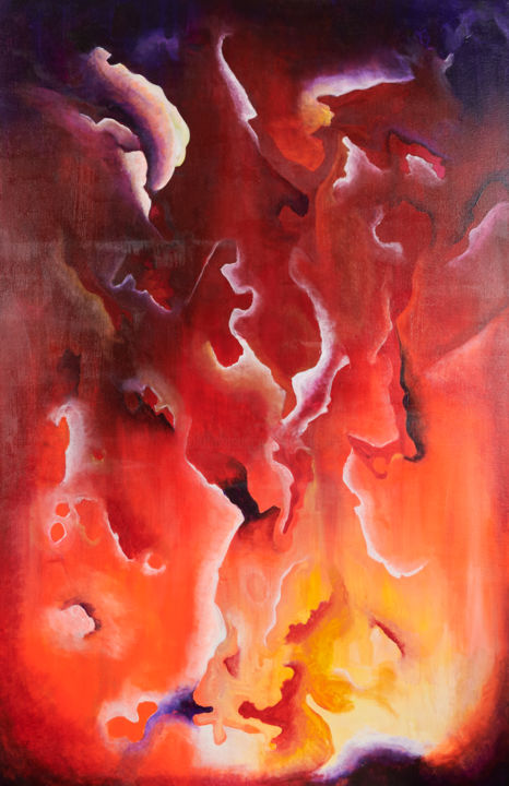 Malerei mit dem Titel "Nébuleuses 3" von Sophie Haldi, Original-Kunstwerk, Acryl