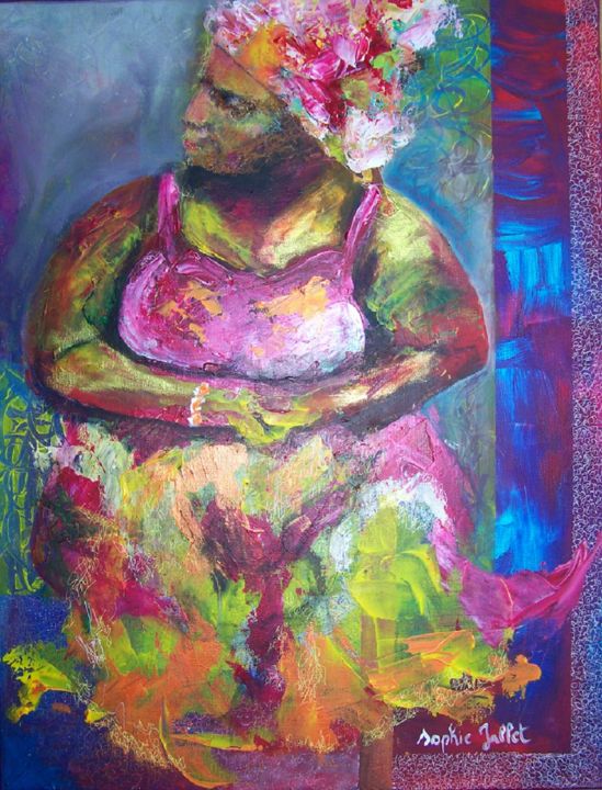 Peinture intitulée "La robe à fleurs" par Sophie Jallet, Œuvre d'art originale, Autre