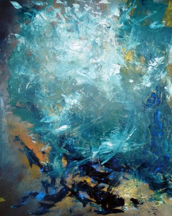 Painting titled "Bleu Saphir" by Sophie Jourdain De Thieulloy, Original Artwork, Acrylic