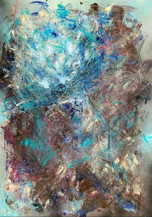 绘画 标题为“Turquoise” 由Sophie Jourdain De Thieulloy, 原创艺术品, 油