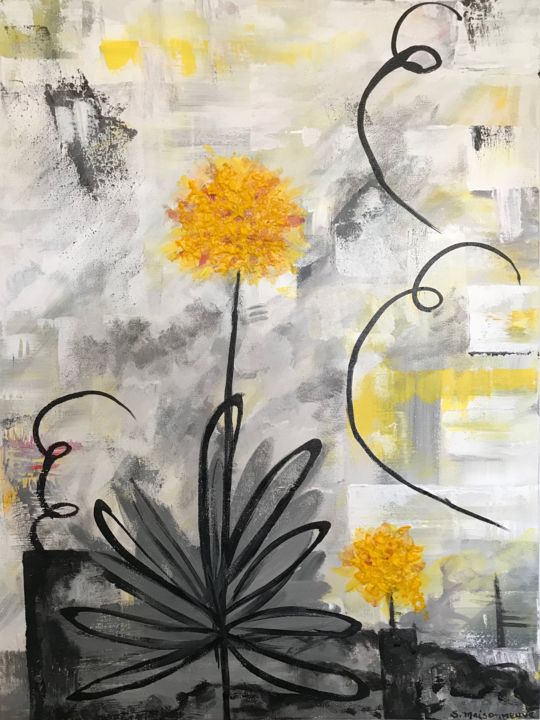 Peinture intitulée "Fleurs de soucis SO…" par Sophie Maisonneuve, Œuvre d'art originale, Acrylique