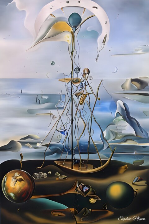 Digitale Kunst getiteld "Voyage en Arctique" door Sophie Nigen, Origineel Kunstwerk, AI gegenereerde afbeelding