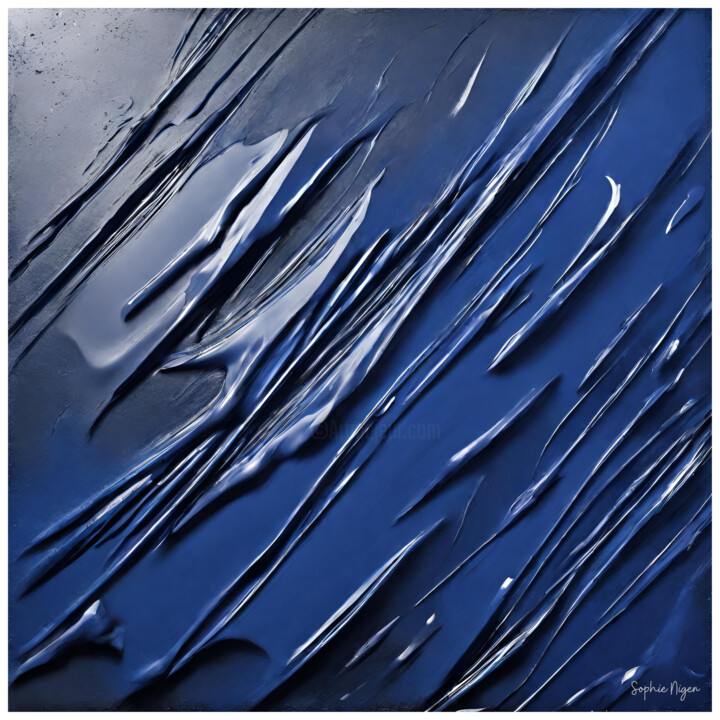 Arts numériques intitulée "Bleu 2" par Sophie Nigen, Œuvre d'art originale, Image générée par l'IA