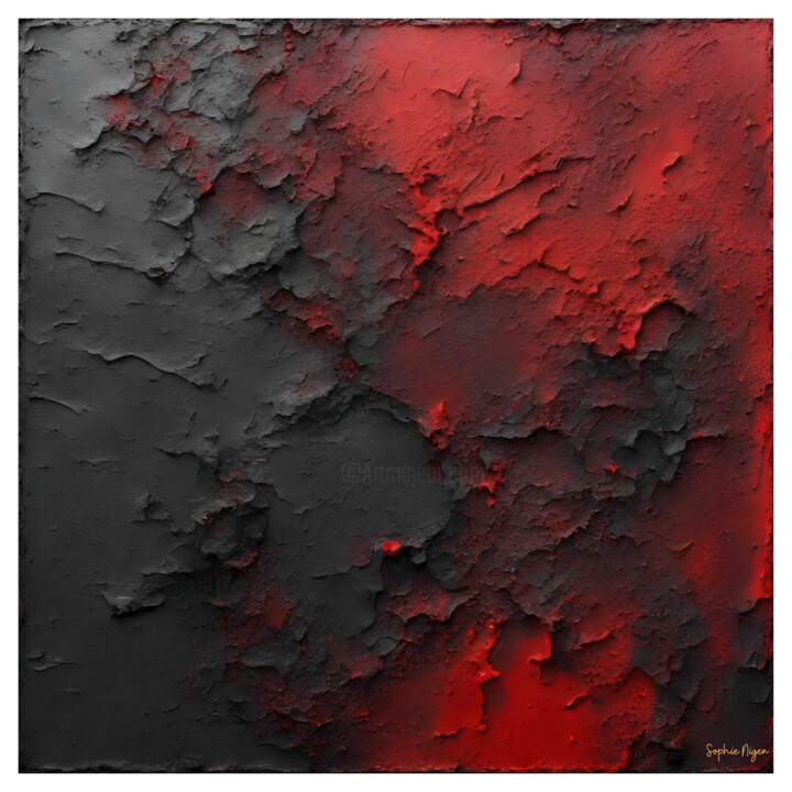 Digitale Kunst getiteld "Rouge et noir 1" door Sophie Nigen, Origineel Kunstwerk, AI gegenereerde afbeelding