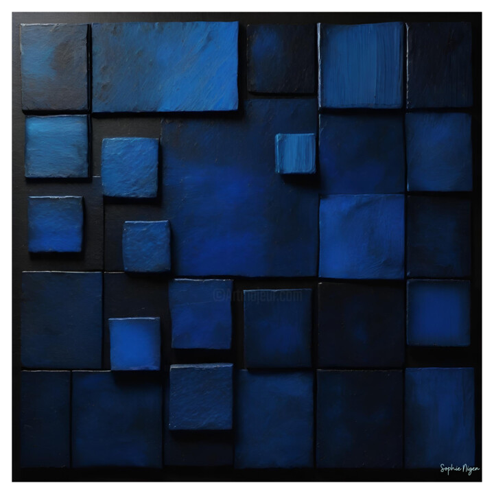 Arts numériques intitulée "Bleu 3" par Sophie Nigen, Œuvre d'art originale, Image générée par l'IA