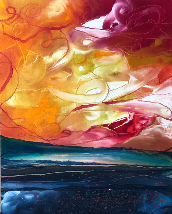 Peinture intitulée "Paysage « infini »" par Sophie Orlicki, Œuvre d'art originale, Huile