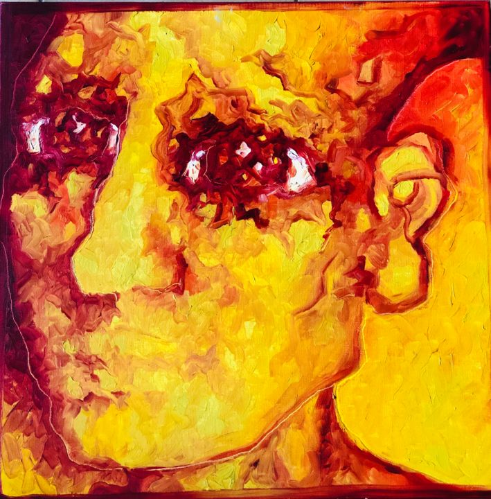 Peinture intitulée "Tête jaune de trois…" par Sophie Orlicki, Œuvre d'art originale, Huile