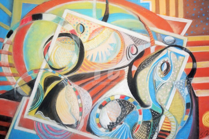 Картина под названием "Variation of a tang…" - Sophie Pribojszki, Подлинное произведение искусства, Пастель