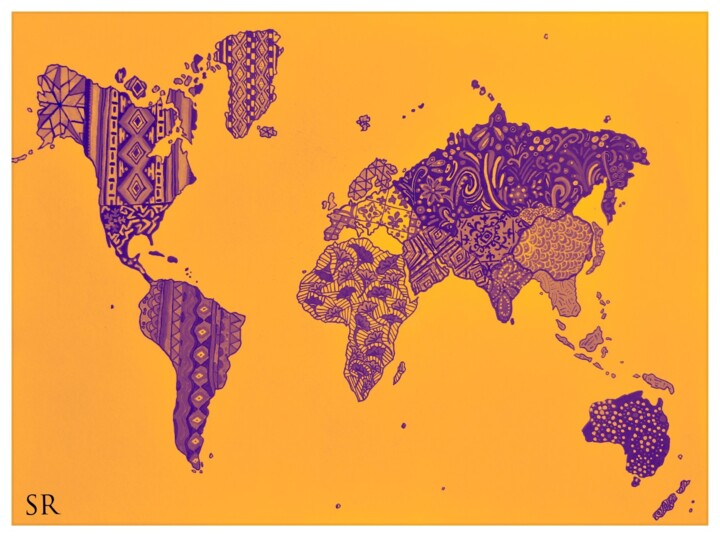 Arte digitale intitolato "Map world" da Sophie Renault, Opera d'arte originale, Fotomontaggio