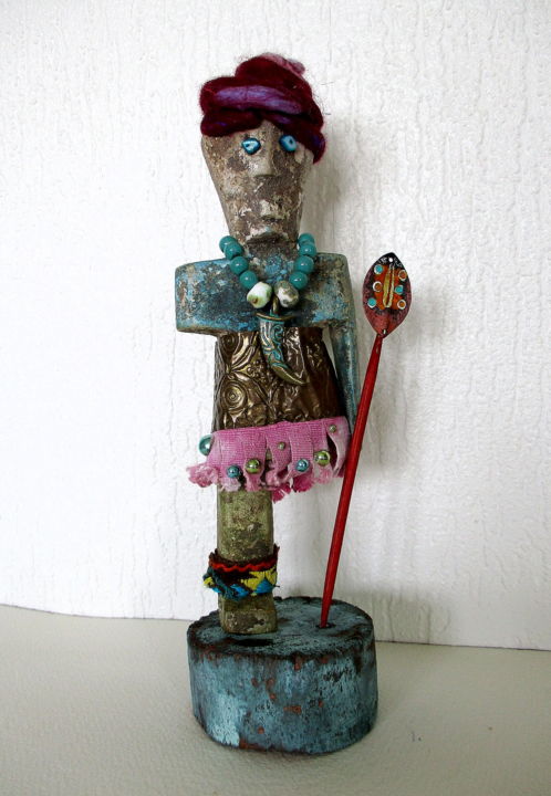 Sculpture titled "Ada Gad Gardien du…" by Sophie Thiry, Original Artwork, Wood