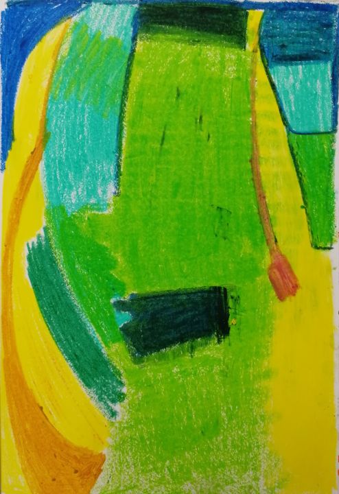 Desenho intitulada "Turquoise Mood" por Sophie Venturini, Obras de arte originais, Pastel