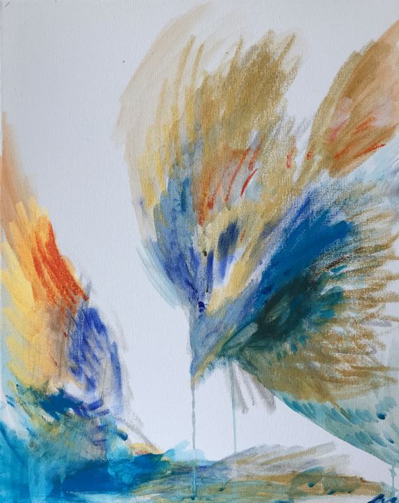 Painting titled "Two Souls Flying" by Sophie Venturini, Original Art, Acrylic