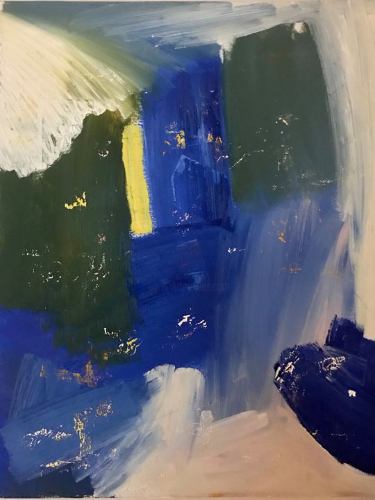 Painting titled "Blue Light Illumina…" by Sophie Venturini, Original Art, Oil Mounted on Stretcher frame