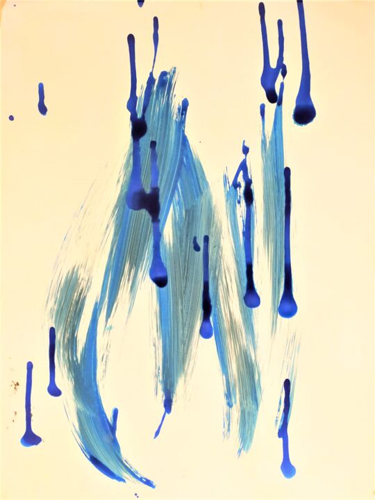 Painting titled "Bleu Trois - Sophie…" by S Bazy, Original Artwork, Acrylic