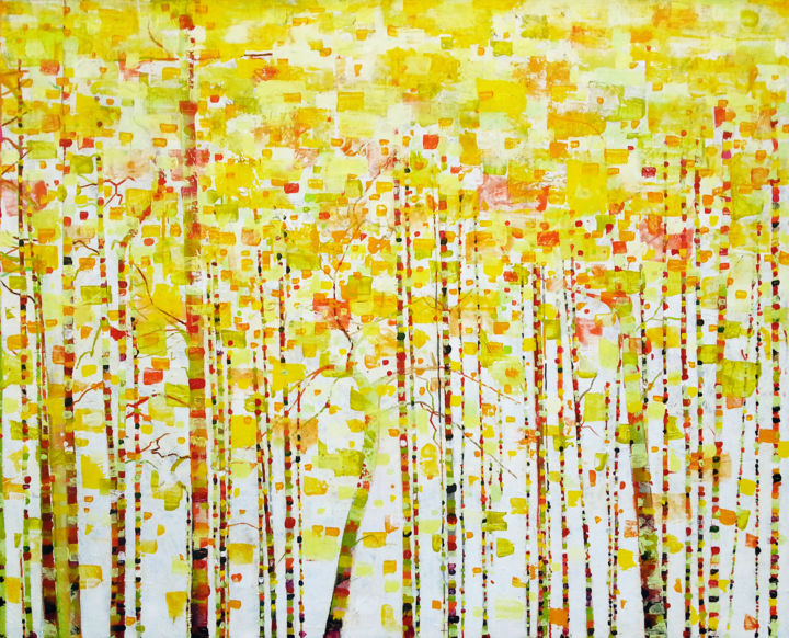 Painting titled "Forêt" by Sophie Cantou, Original Artwork, Acrylic