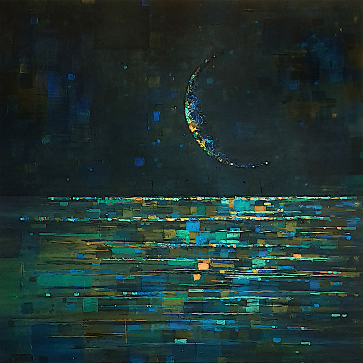 「Lune」というタイトルの絵画 Sophie Cantouによって, オリジナルのアートワーク, アクリル