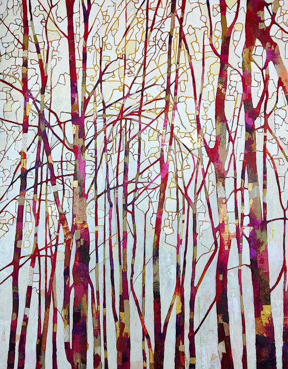 Painting titled "Sous-bois" by Sophie Cantou, Original Artwork, Acrylic