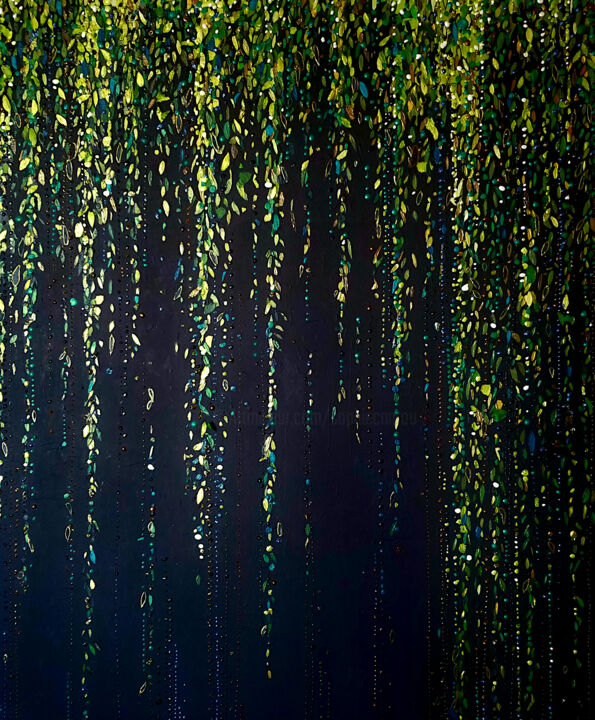 Peinture intitulée "Nuit végétale" par Sophie Cantou, Œuvre d'art originale, Acrylique Monté sur Châssis en bois