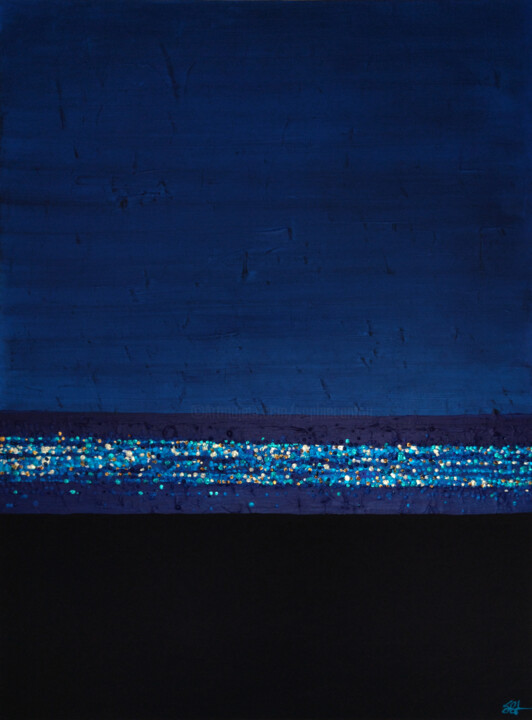 Pittura intitolato "Horizon bleu" da Sophie Cantou, Opera d'arte originale, Acrilico Montato su Telaio per barella in legno