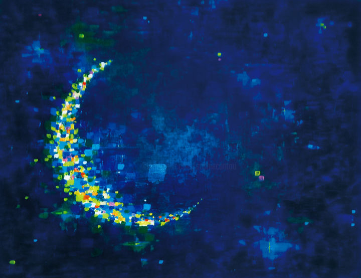 Картина под названием "Lune..." - Sophie Cantou, Подлинное произведение искусства, Акрил